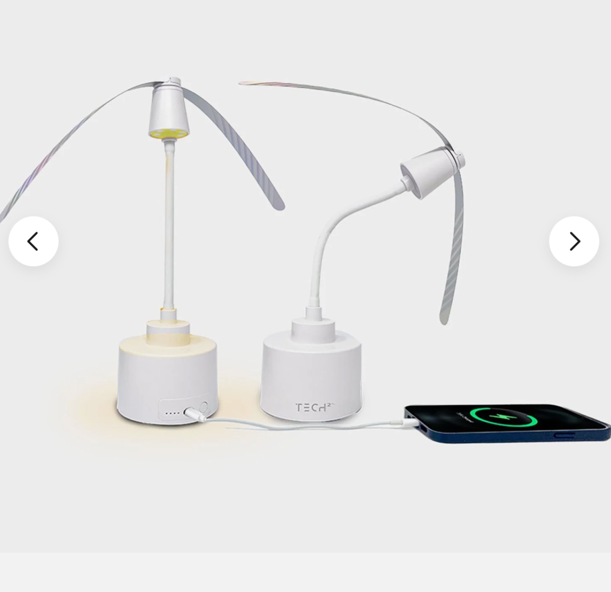 ( 2 pack ) tech2 fly fan & portable charger w/ integrated table lamp