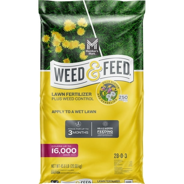 Member's Mark Weed and Feed with Weed Control, 16M bag