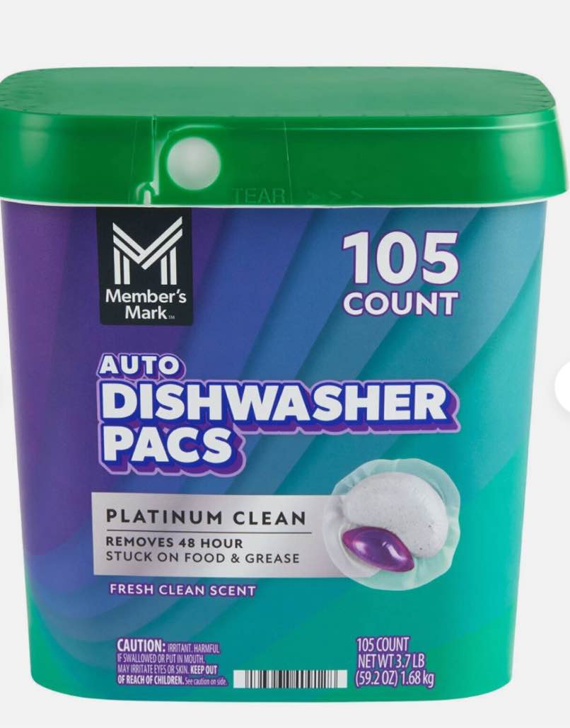 Member's Mark Platinum Clean Automatic Dishwasher Pacs, Fresh Clean, 105 Count