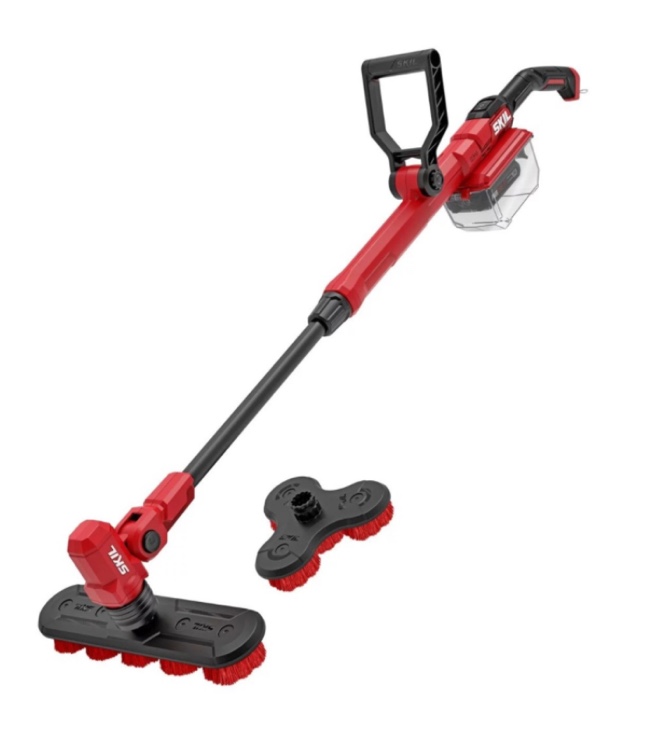  skil pwrcore 20 telescoping adjustable 20v power scrubber with accessories