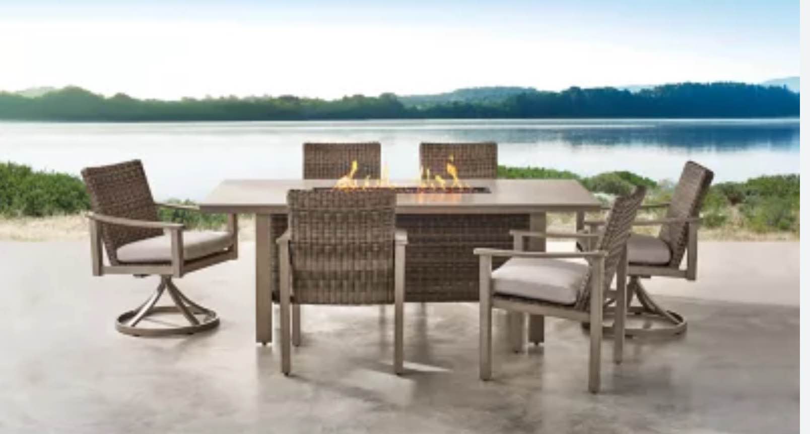 (incomplete miss 2 chair ) Member's Mark Hampton Fire Dining Set with Sunbrella Fabric, 7pc -