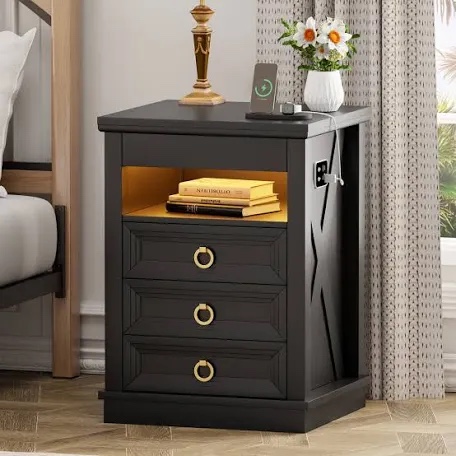 3 - drawer Nightstand With Hidden Storage