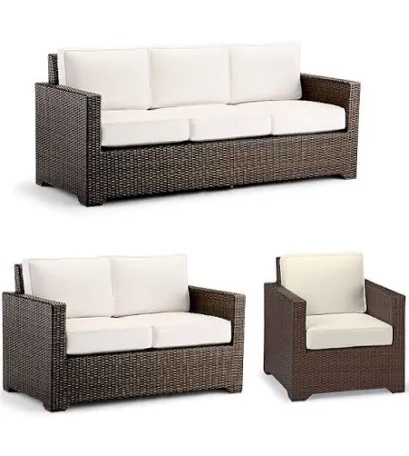 (Missing a box)  Silver Rattan Khaki Cushion Outdoor Seating Group incomplete 