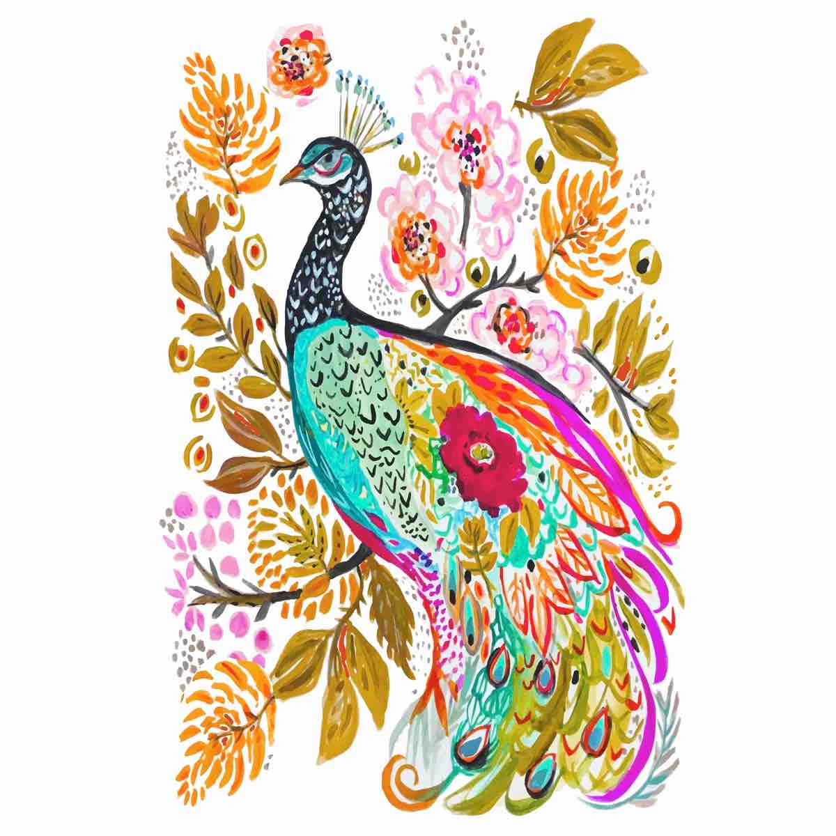 brandermill sweet peacock on canvas by Karen 30x26