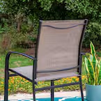 Black Ergonomic Brown Textilene Metal Outdoor Dining Chair