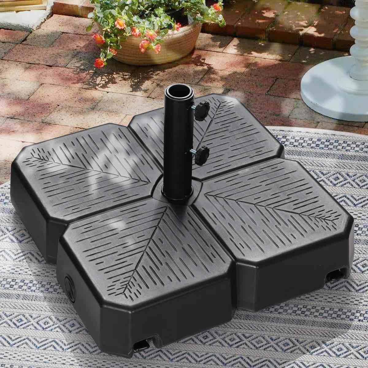 Kennemer Heavy-Duty Patio Umbrella Base With Wind Resistance, Mobile Square Market Stand, Fillable, 4 Wheels & 2 Locks, Plus 2 Adjustment Knobs