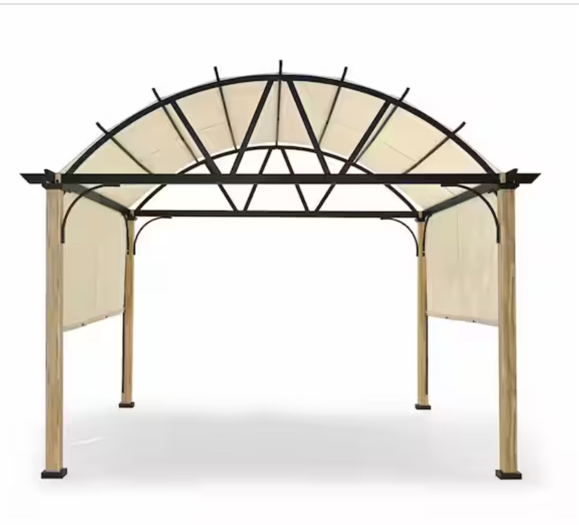Outdoor Metal Patio  Roof Color: Beige, Size: 12 ft. x 12 ft.