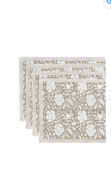 Over&back Set of 4 Printed Cotton Placemats (Choose Color)