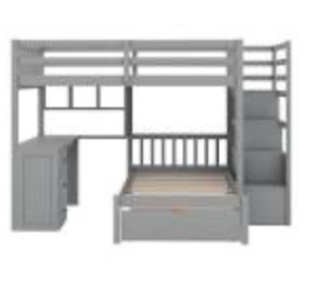 incomplete box 1 only) Janene Full Over Twin Bunk Bed with Desk, Drawers and Shelves