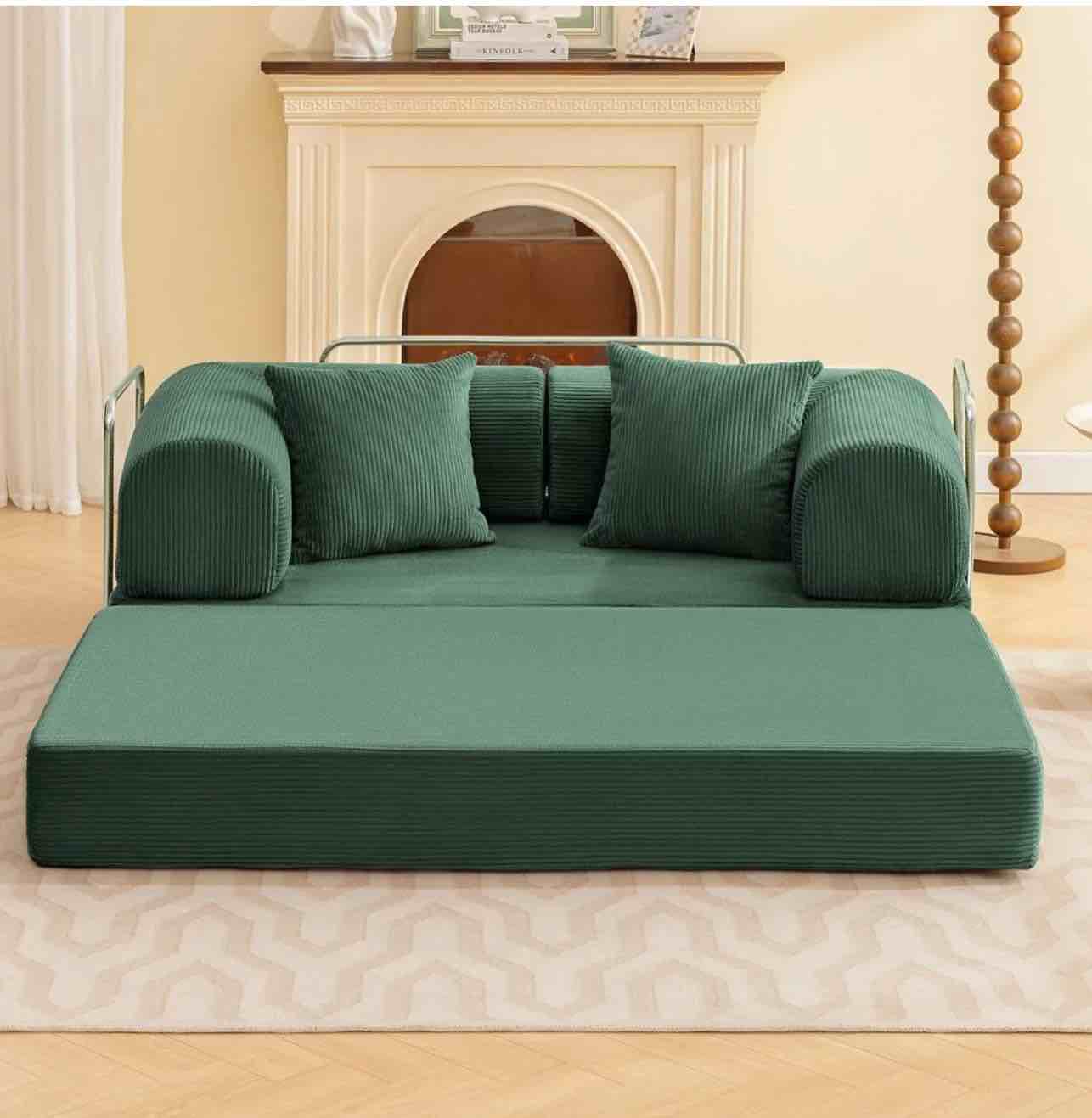 Foldable Three Person Fabric Sofa Bed, high Rebound Density Sponge