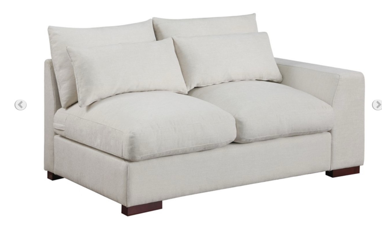 Reversible Modular Sectional Fabric Sofa With Two Ottoman-Beige