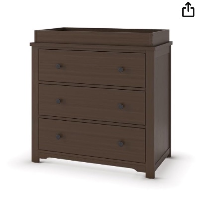 incomplete box 1 only) Child Craft Harmony 3 Drawer Dresser with Removable Changing Table Topper for Nursery or Bedroom, (Brushed Truffle)