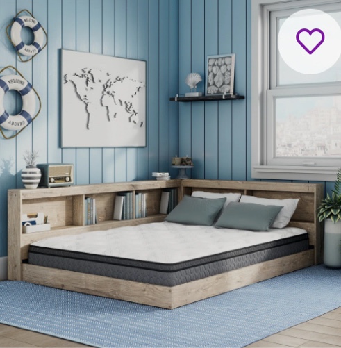 incomplete box 1 only)Karnova Platform Bed with Bookcase twin 