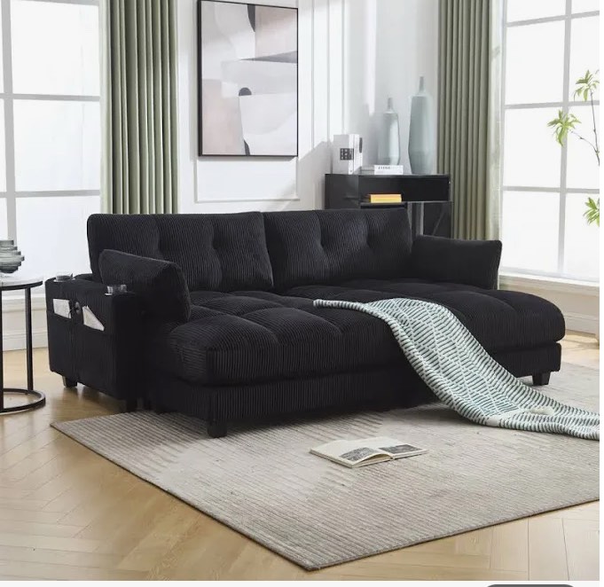 incomplete box 1 only)44.09" Corduroy Sleeper Sofa