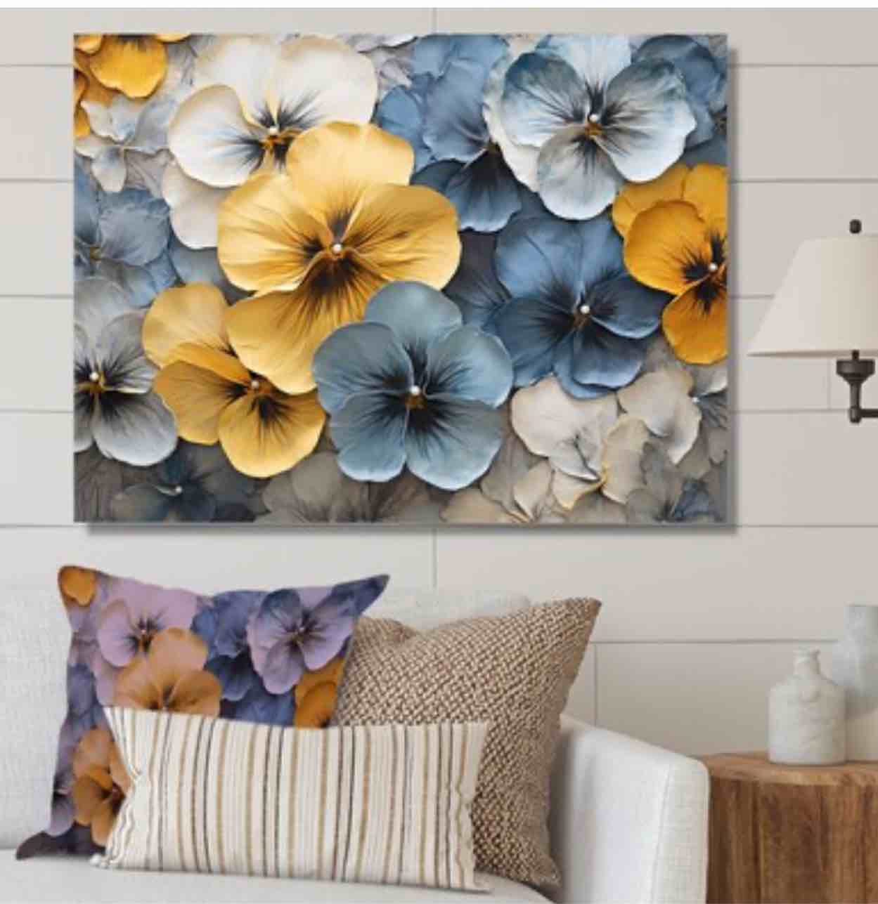 ' Elegant Yellow And Blue Pansy Petals "44 x 34