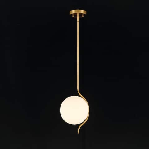 Acroma Curved Line Globe Pendant with White Jade Glass