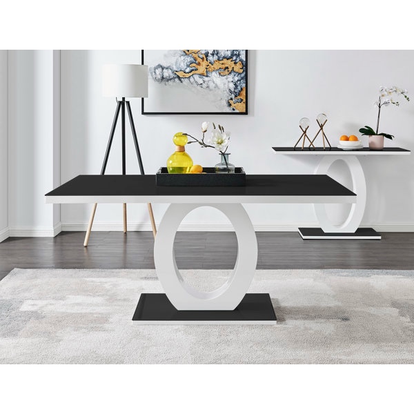 scottsmoor modern high gloss halo luxury dining table by east urban home size: 35.43" w x 63" l | table top color: black incomplete 