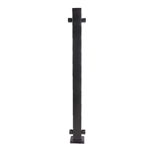 Fe26 39.5 in. H x 2 in. W Black Steel Railing Line Post