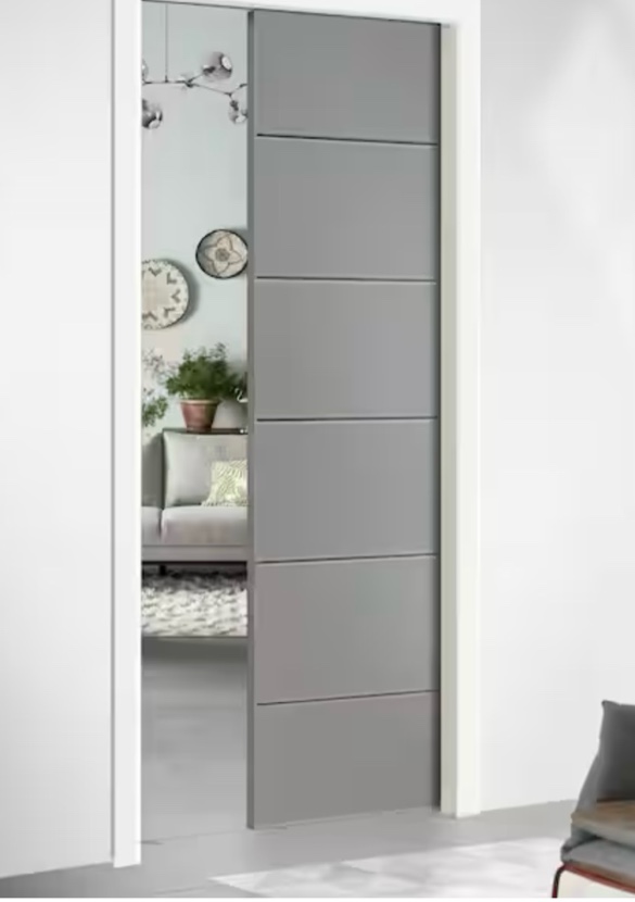 Paneled Manufactured Wood Sliding Closet color gray 