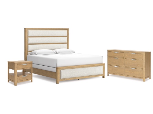 B781 - 57 Rencott Queen Upholstered   bed Panel Headboard color beige 