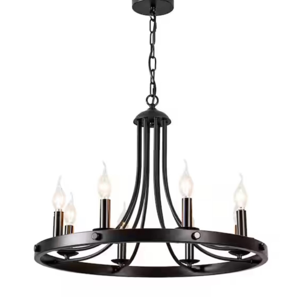  Moumna 8 - Light Dimmable Wagon Wheel Chandelier color white 