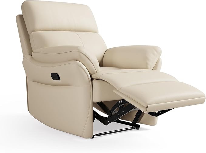 AIRSKY Leather Armchair, Recliner Chair with Human Control Tilting Backrest, TV Chair for Bedroom and Home Theater (Beige)