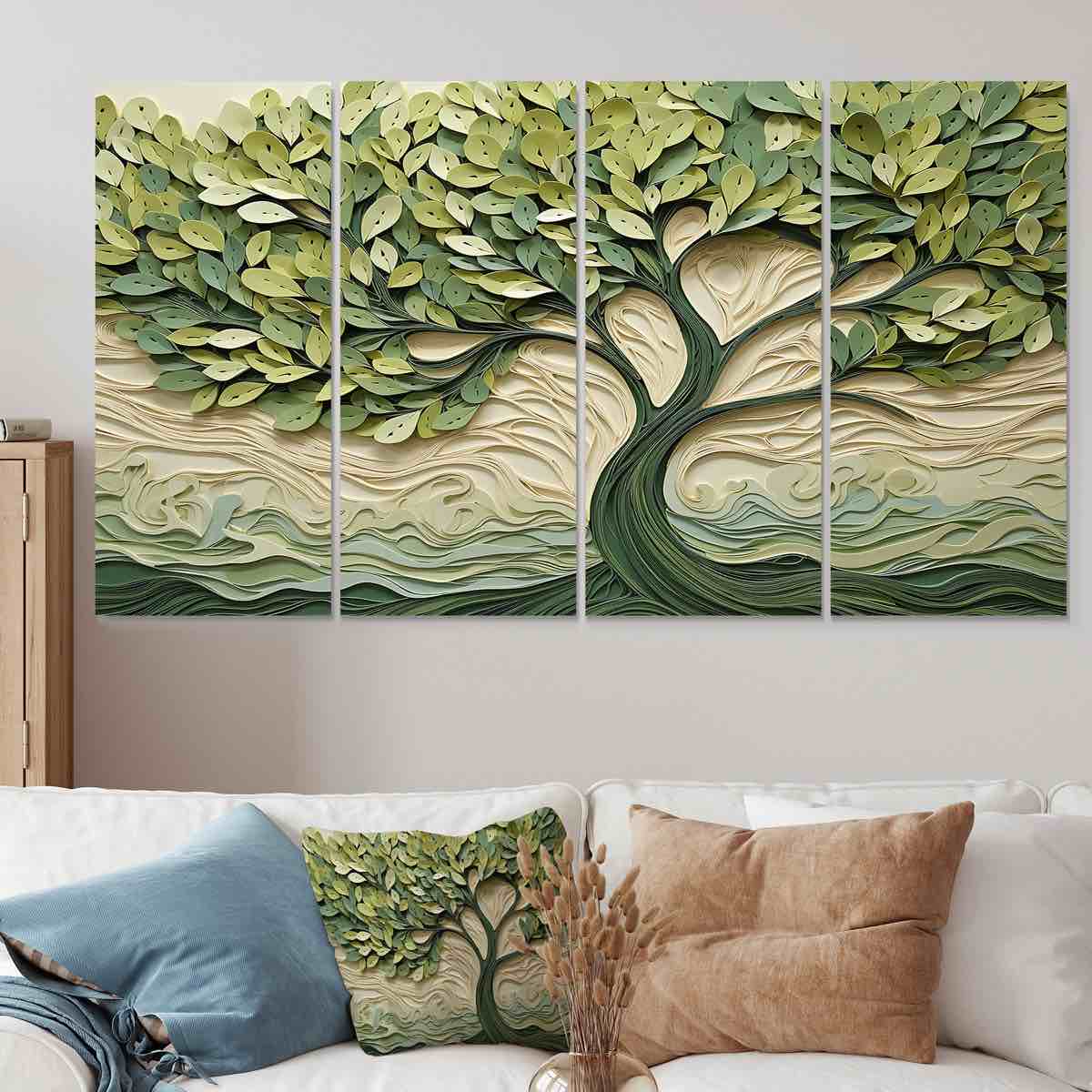 Tree American Basswood Collage III - Tree On Wood Prin