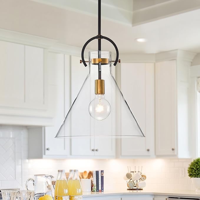 Light Modern Cone Pendant Light With Gradi glass 
