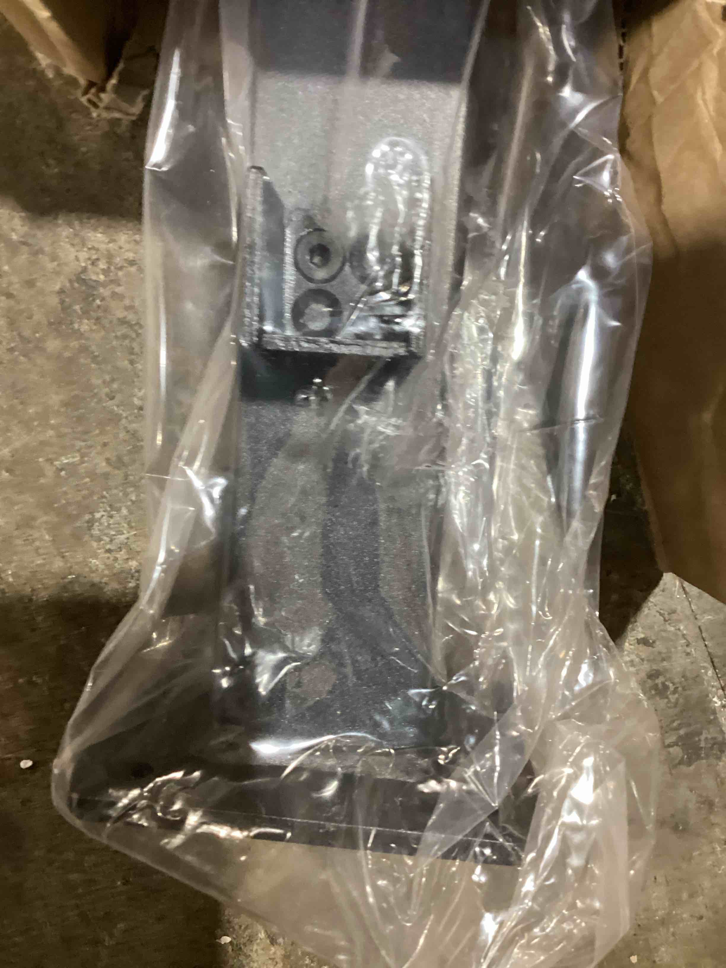 Condition photo showing New/Like New for fe26 2 in. x 45.5 in. black steel railing end post with brackets