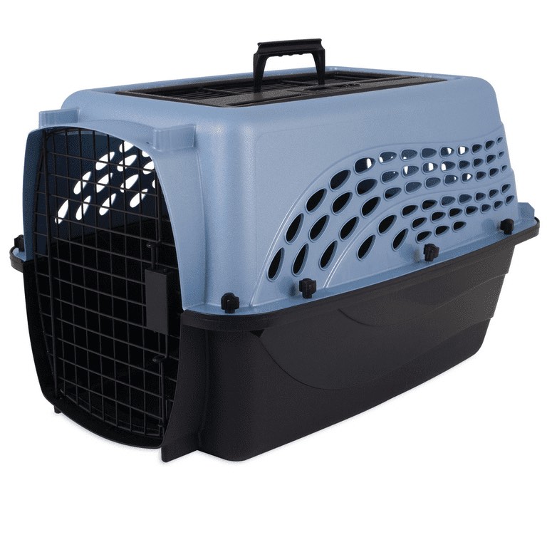 petmate plastic carrier for dogs & cats, 2 door top load travel kennel, blue, for dogs & cats up to 15 lbs, medium, 24" x 14.50" x 16.76" only 1 piece