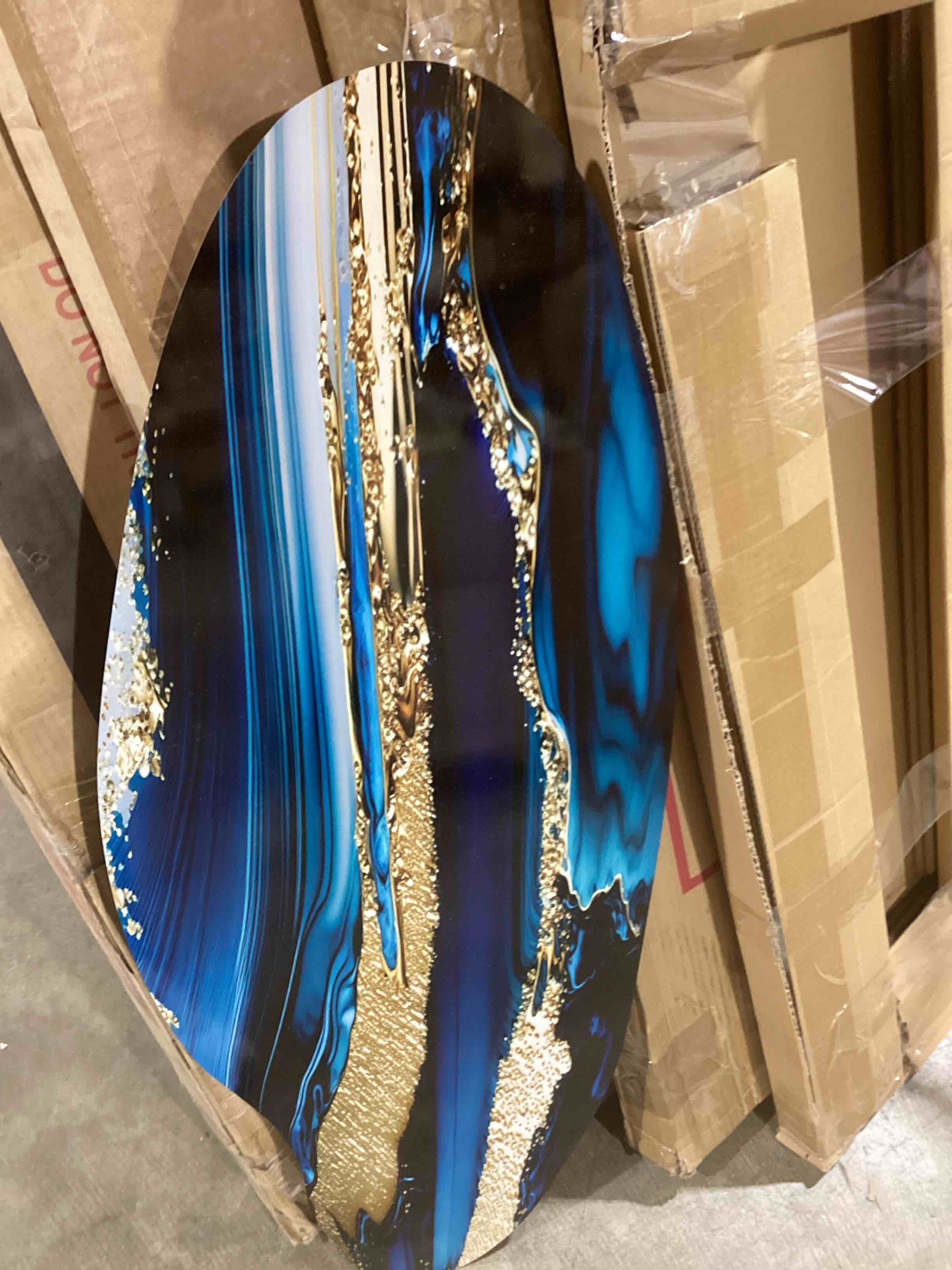 Condition photo showing New/Like New for abstract geode waves gold ii - abstract curved shape asymmetric metal wall art 38" h x 15" w x 1" d
