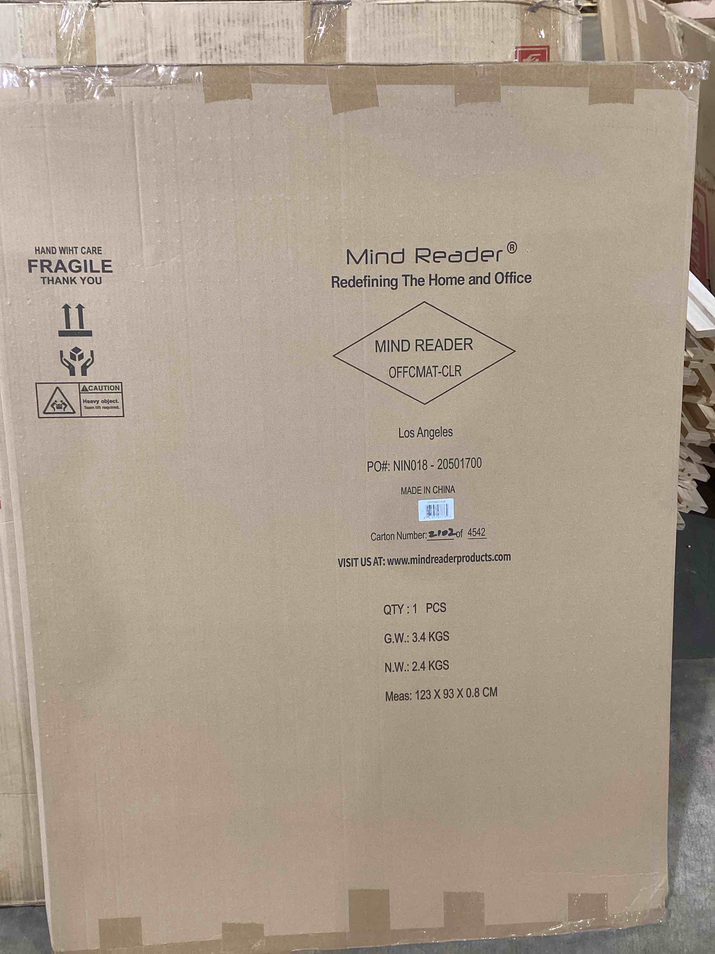 Condition photo showing New/Like New for mind reader - office chair mat for carpet, under desk protector, carpet grips, rolling, pvc, 47.5"l x 35.5"w x 0.125"h - clear