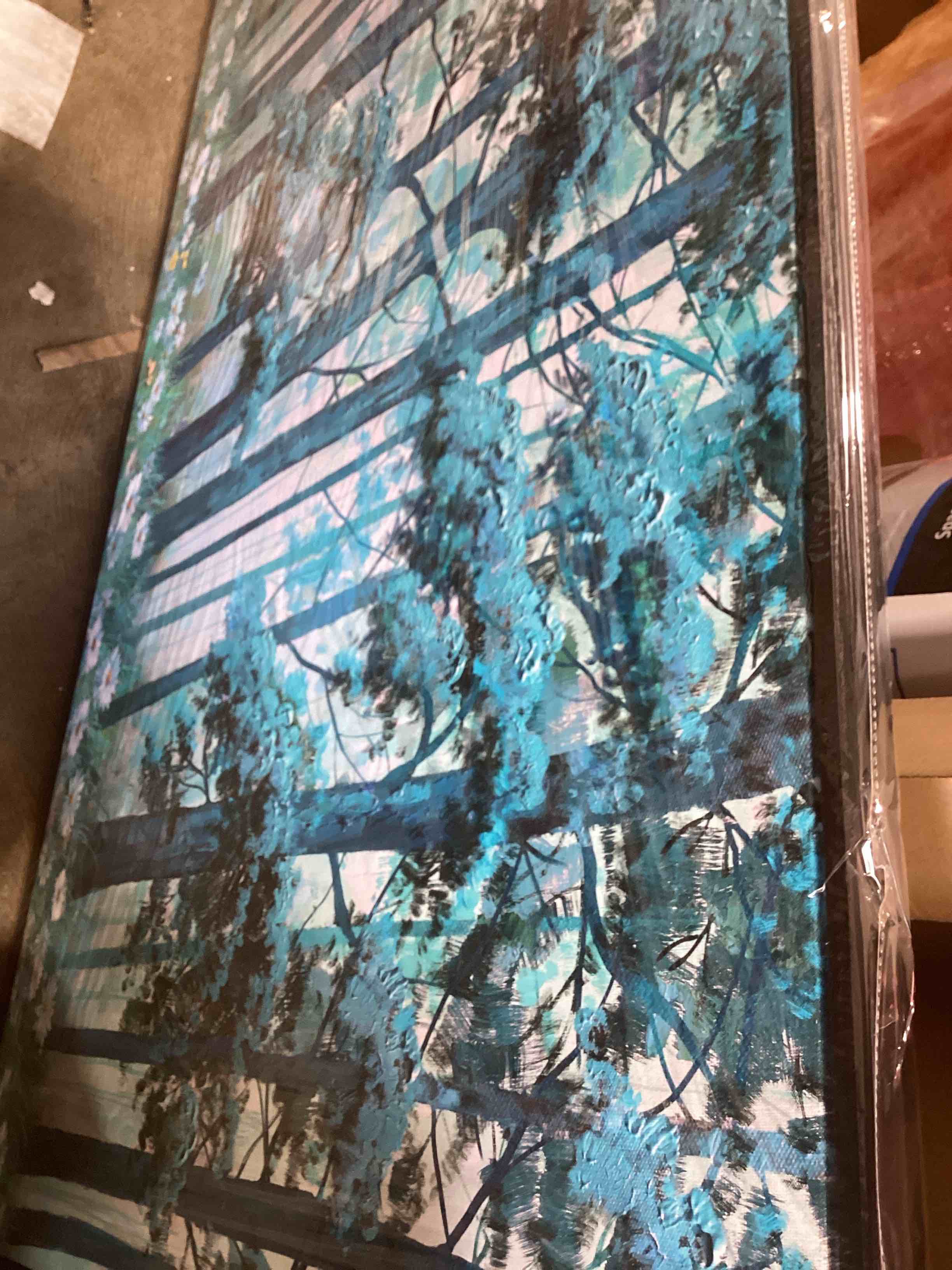 30x60 I XLSJERST Blue Tree Canvas Wall Art Forest Landscape Picture Modern Birch Trees Nature Teal Abstract Painting Artwork Large Size Framed for Home Office Living Room Bedroom Wall Decor - 30 X 60 Inhes