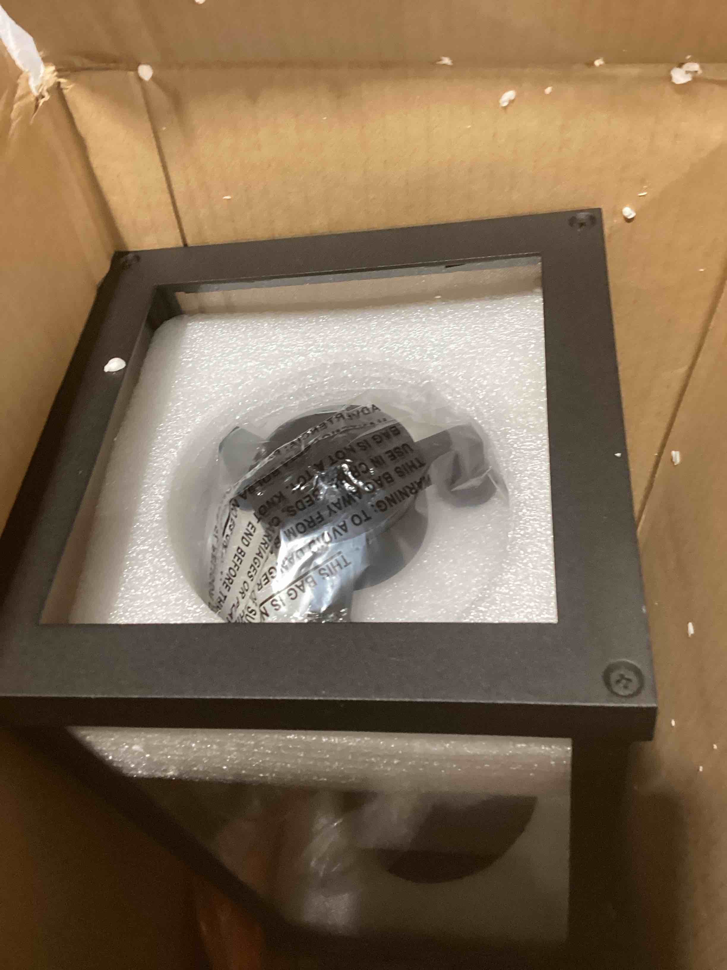Condition photo showing New/Like New for capital lighting 946431bk bradford clear glass outdoor wall lantern, 3-light 180 total watts, 24" h x 8" w, black