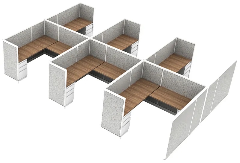Mickaela Rectangle 6 Person Cubicle with Cable Management