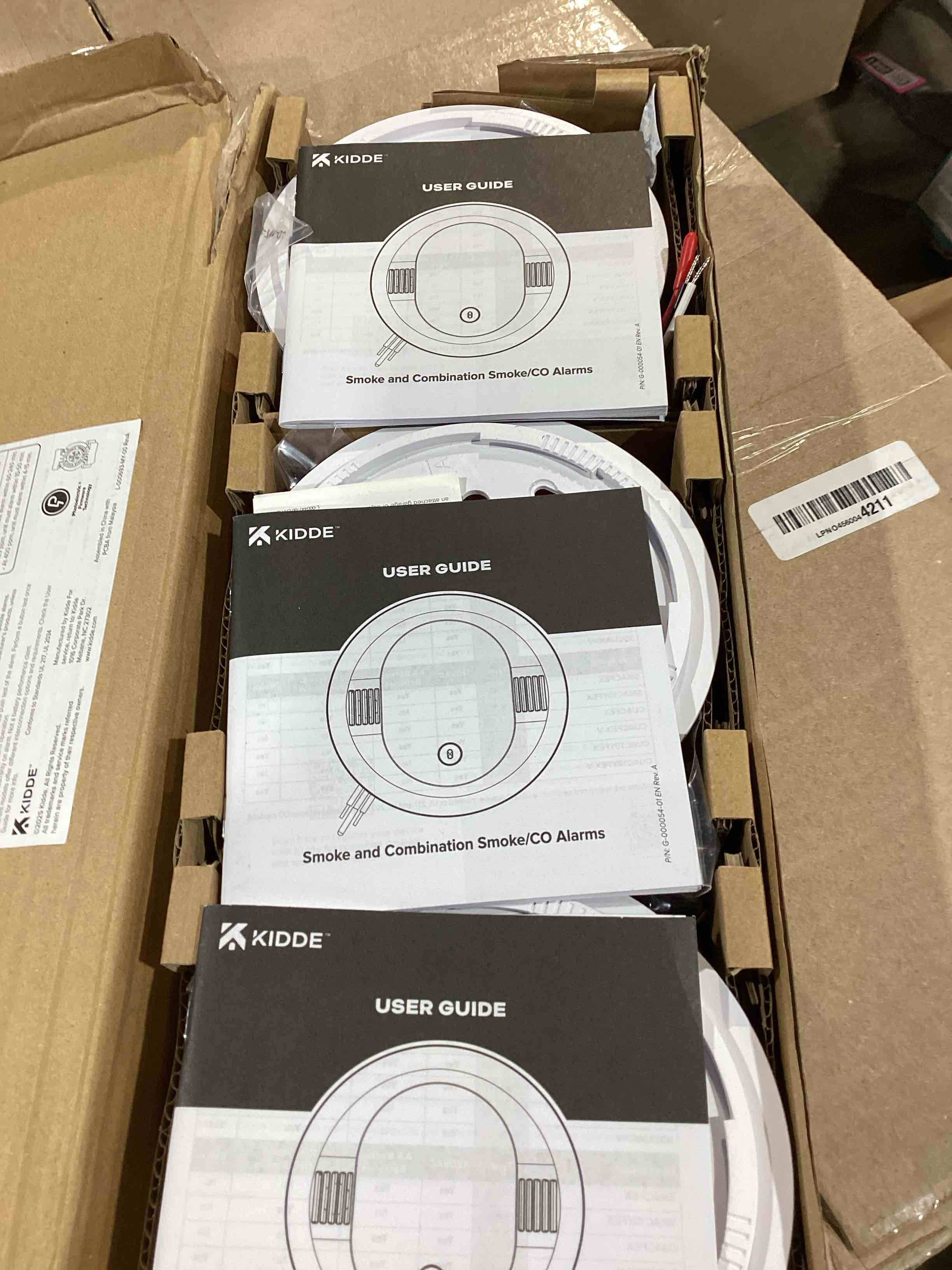 Condition photo showing New/Like New for kidde hardwired smoke & carbon monoxide detector for home, voice alerts, 10-year battery backup, 3-pack 3 pack