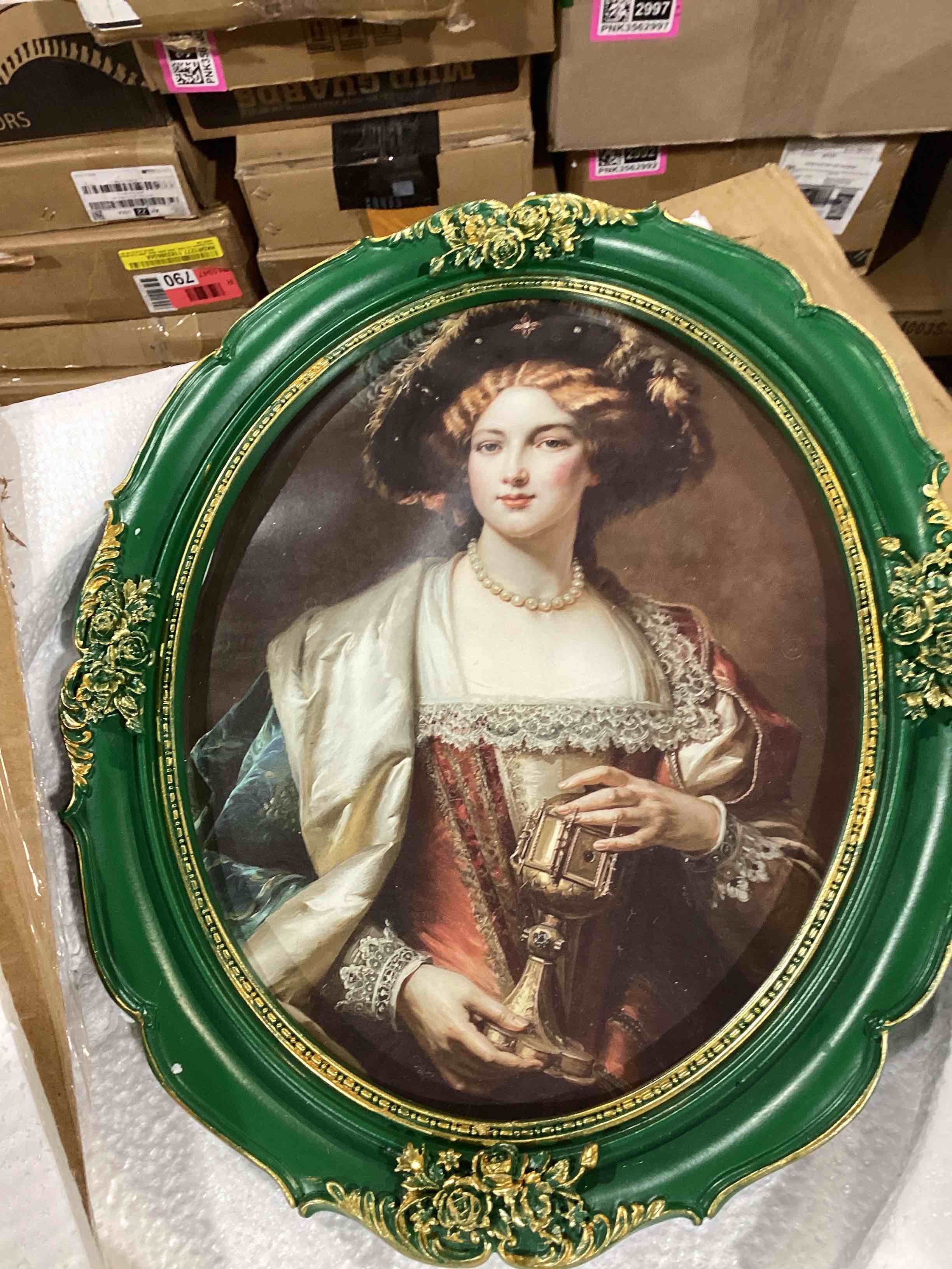 Condition photo showing New/Like New for simon's shop oval picture frames 11x14, vintage moss green picture frame, antique gallery wall frames, vintage photo frame for 11 by 14 image 11x14 moss green