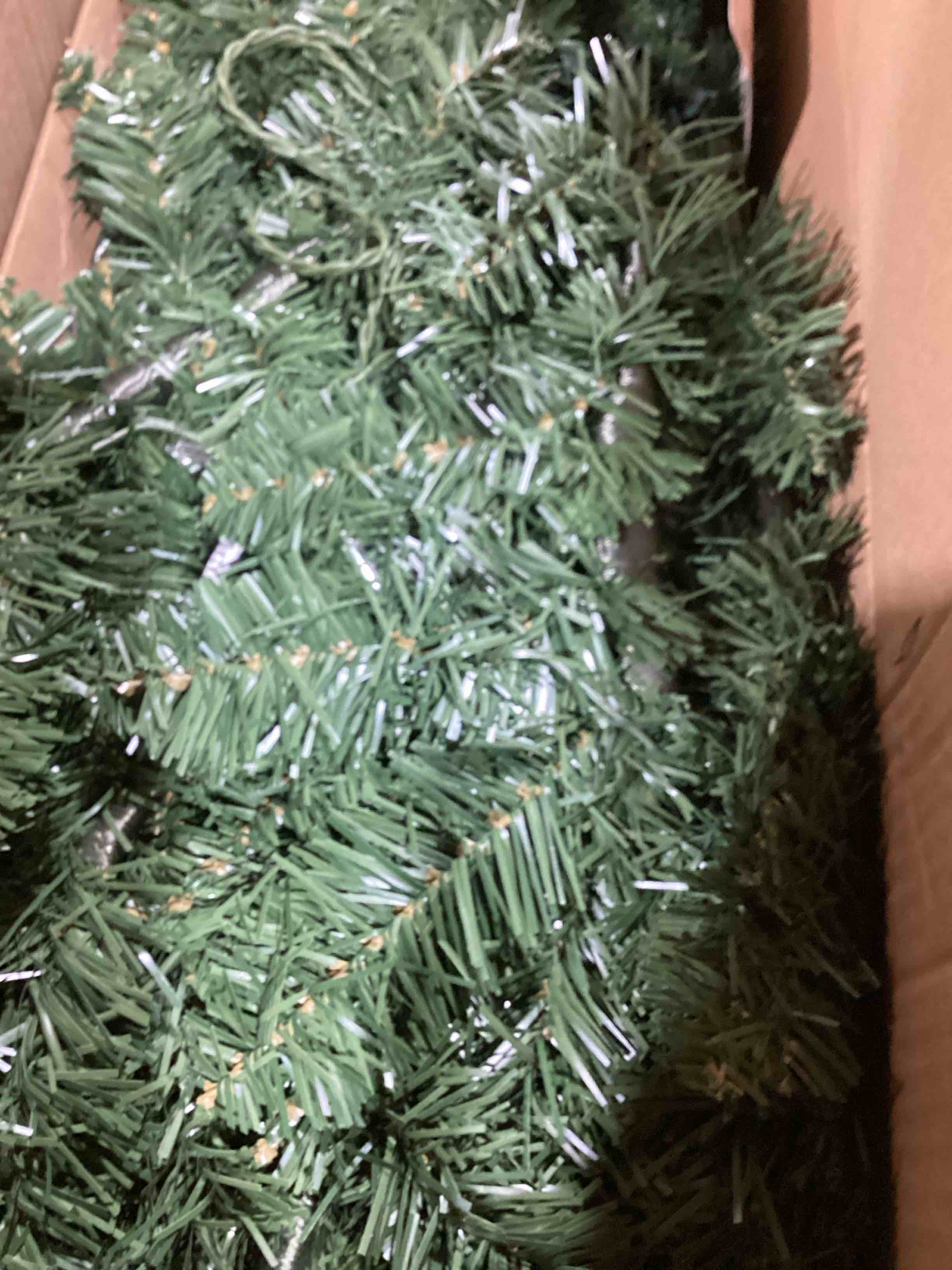 Condition photo showing New/Like New for treepool 9ft pre-lit artificial christmas tree with 3658 pe&pvc mixed branch tips, 850 warm white lights, hinged premium spruce fake xmas trees, green, foldable base