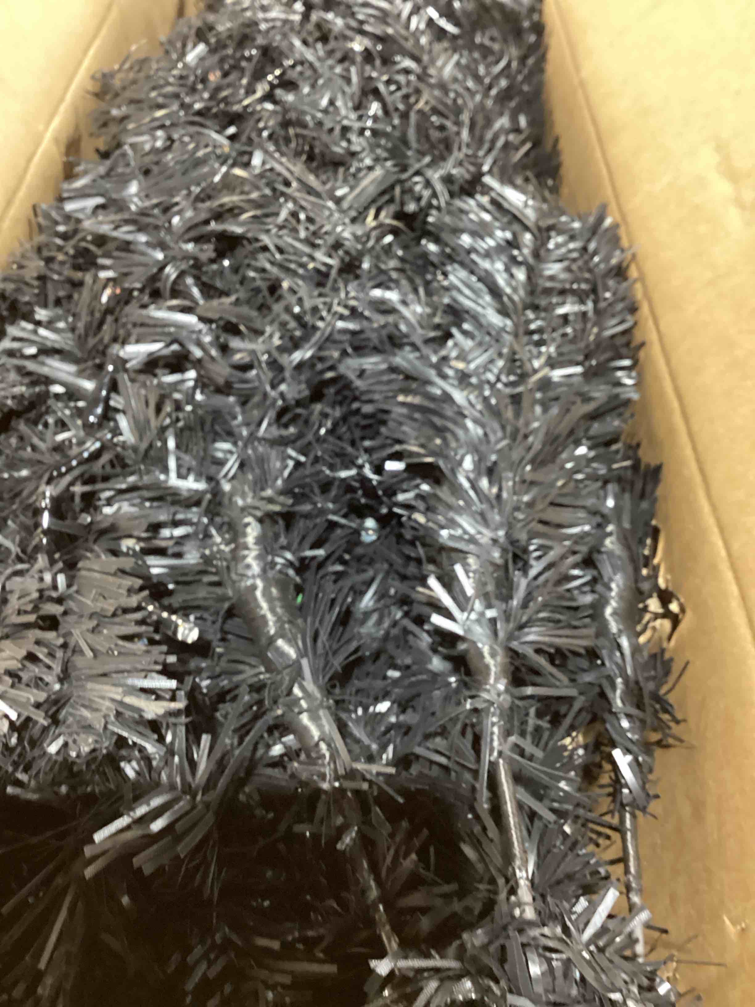 Condition photo showing New/Like New for slim pre - lit black pencil christmas tree with 700 branch tips and 2