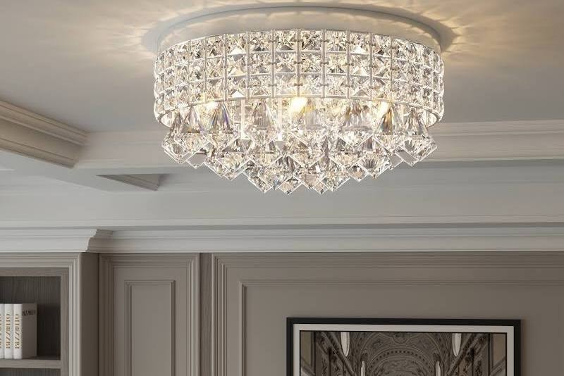 4 - Light 15" Chandelier Style Tiered Semi Flush Mount