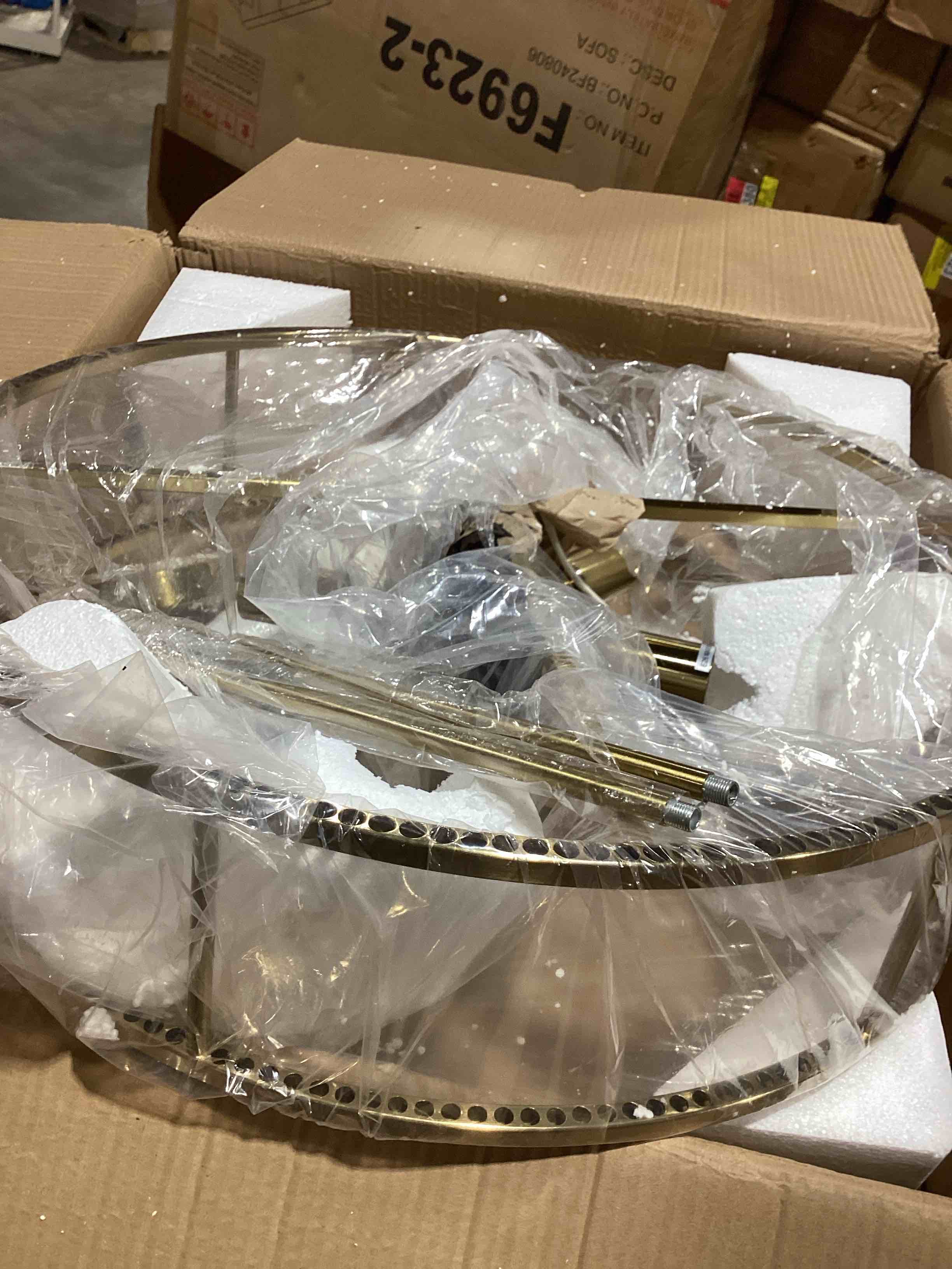 Condition photo showing As Is for 6 - light dimmable drum chandelier