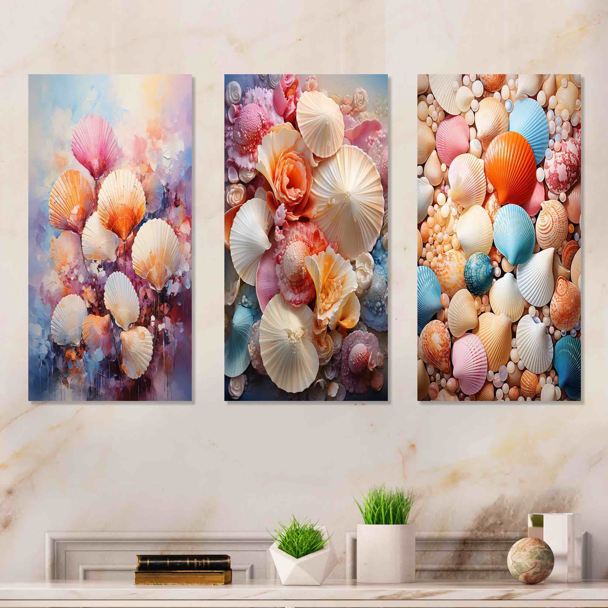 Seashells Wonders On The Coast - Seashell Metal Art Print Set O
