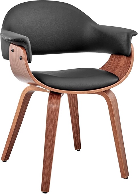 armen living adalyn faux leather and wood dining room accent chair, brown 19d x 25w x 30h in