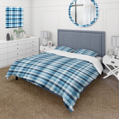 Nautical Charm Blue Plaid Patter Plaid Duvet Cover Set 
