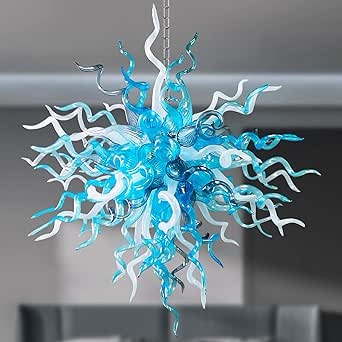 Modern Hand Blown Glass Art Chandelier, Diam 32 inch Luxury Ceiling Hanging Pendant Light Fixture for Bedroom, Dining Room, Living Room Home Decortion