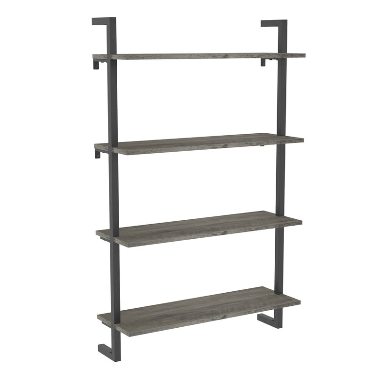 kiimeey 4-shelf bookshelf wall mount bookcase floating industrial shelf (l29.5 oyster grey) (local pickup only)