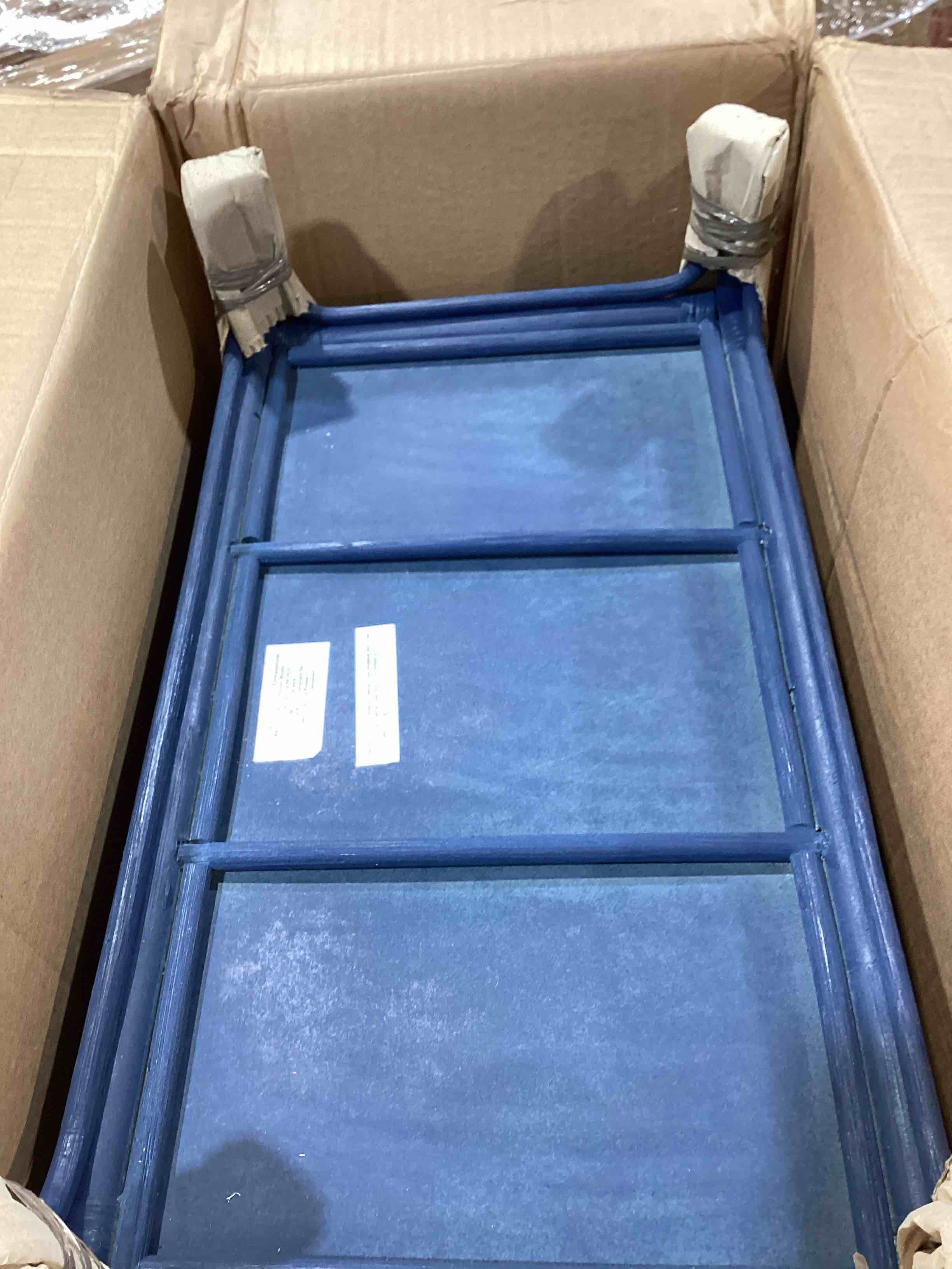 Condition photo showing New/Like New for tiaret blue rattan 1-drawer nightstand