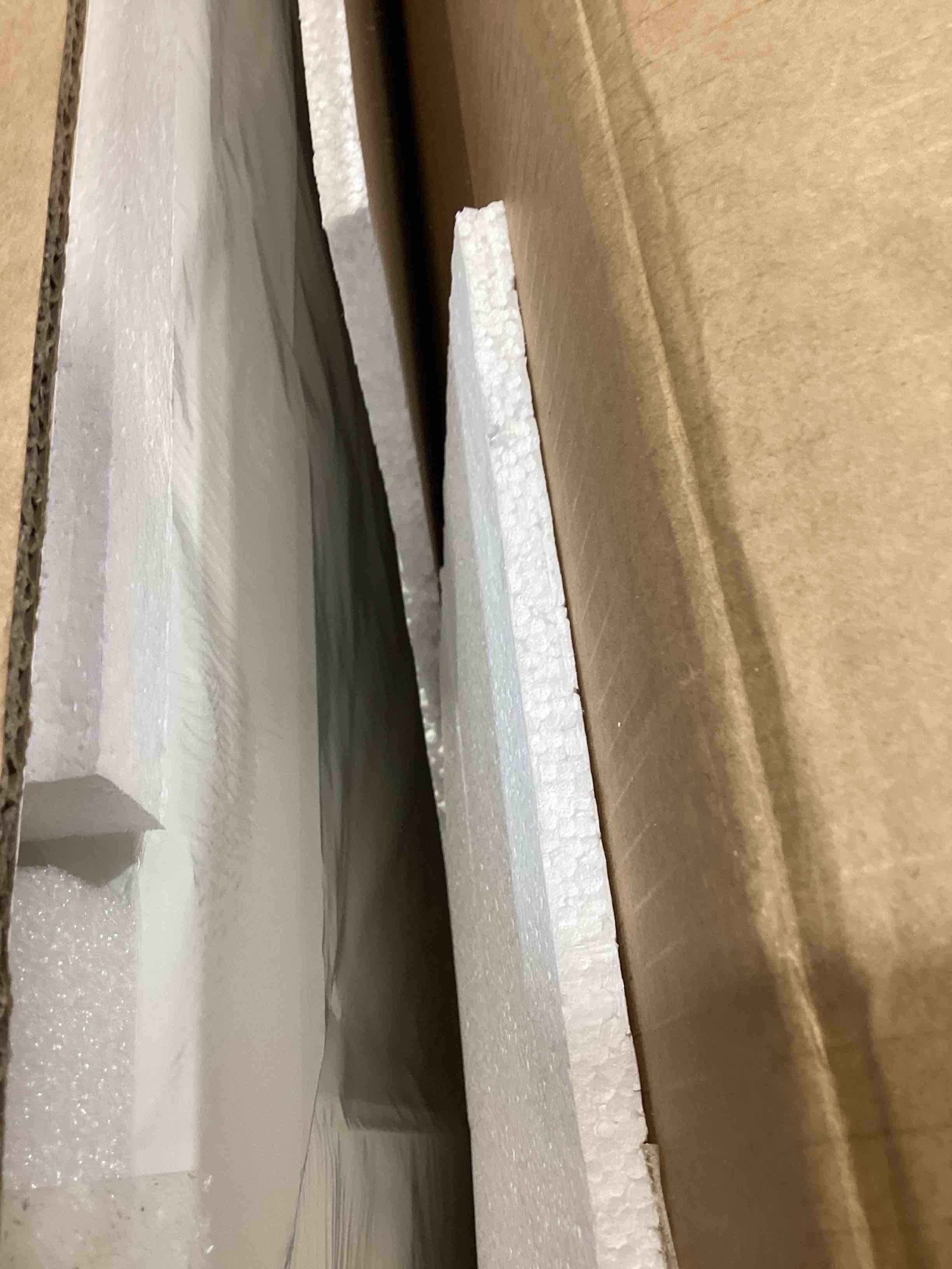 Condition photo showing New/Like New for 24-inch by 80-inch. solid core 1/2 frosted glass white primed composite mdf interior door slab