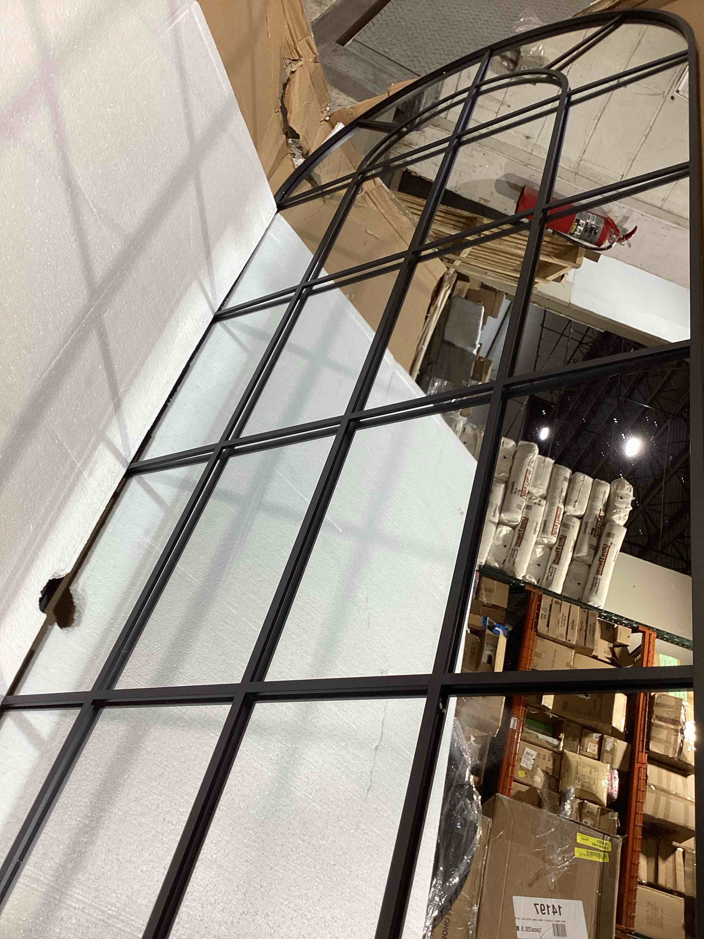Condition photo showing Good Condition for sawsile window pane full length mirror,71"x 32" black arch floor standing farmhouse windowpane oversize full body large grid wall mirror for bathroom,bedroom, living room, entryway