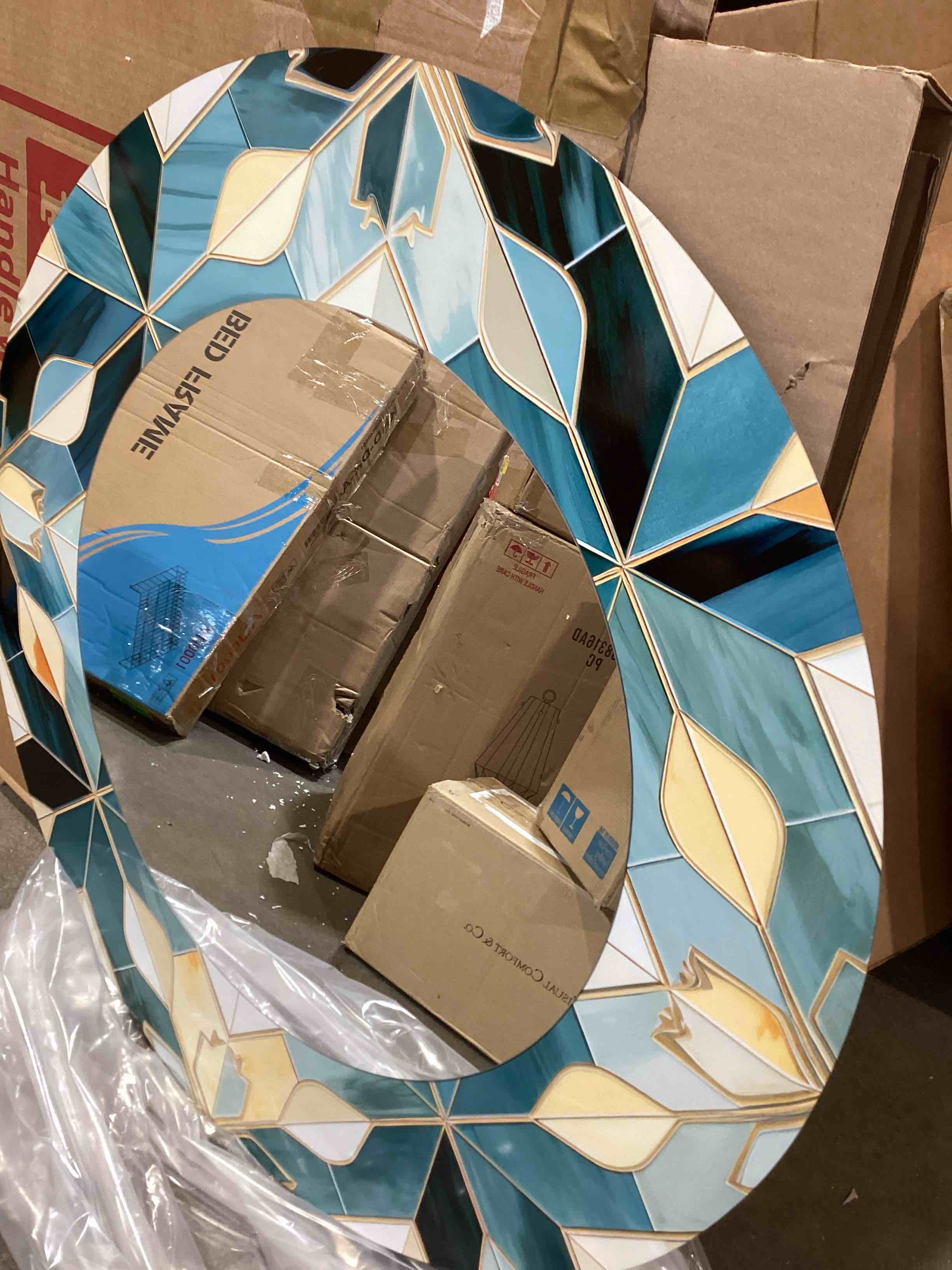 Condition photo showing New/Like New for roxeann antique beige and blue marrocan tiles - geometric unique